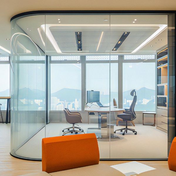 The individual office is separated with the office by glass.